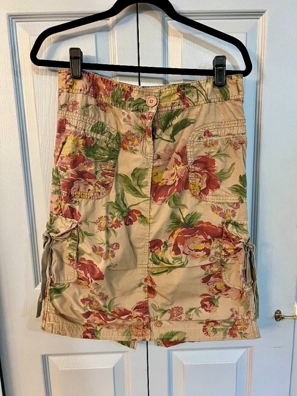 Floral Cargo Skirt, Tie Pockets and Pleats